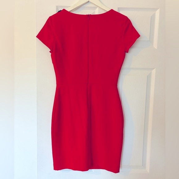 ZARA EMBELLISHED SHOULDER RED DRESS SIZE M - Picture 2 of 3